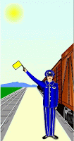 Gif animé chef de gare drapeau